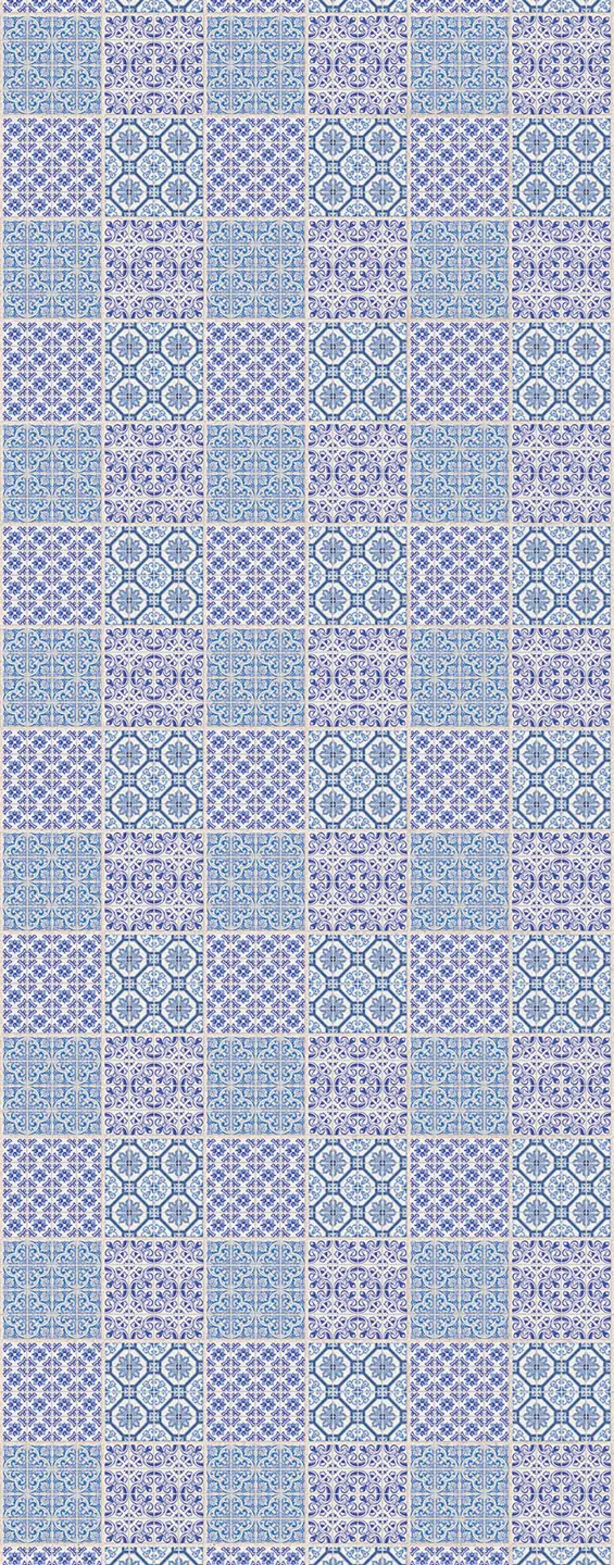 Panneau mural douche VIPANEL CARRELAGE CARREAUX BLEU BLANC BRI. 1000x2550x3MM