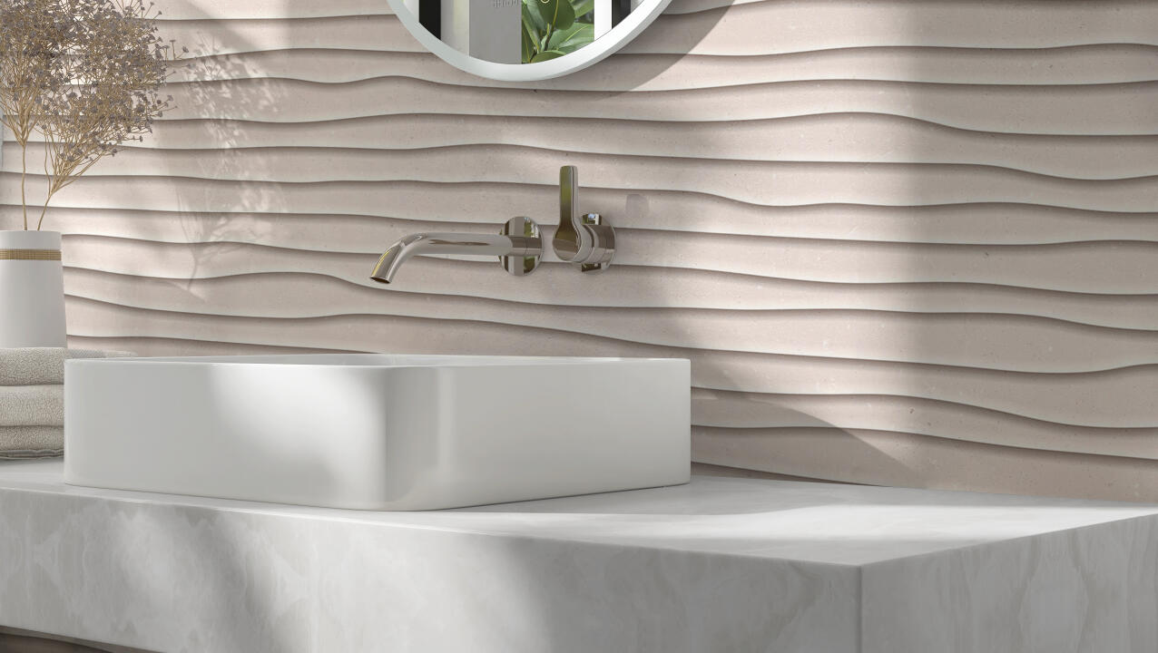 Panneau mural douche VIPANEL CARRELAGE WAVES FEEL 1000x2550x3MM|Revêtement pour salle de bain