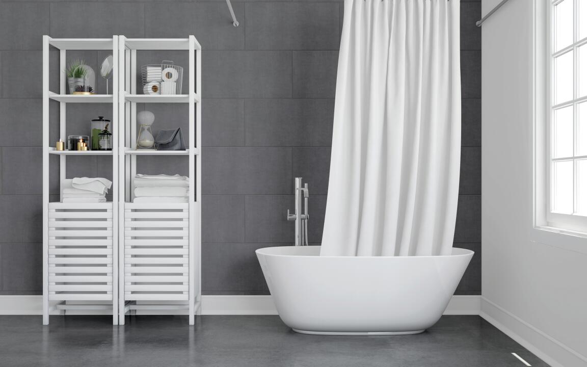 Photo Panneau mural douche NU VIPANEL CARRELAGE DALLE GRISE BRI. 1500x2550x3MM