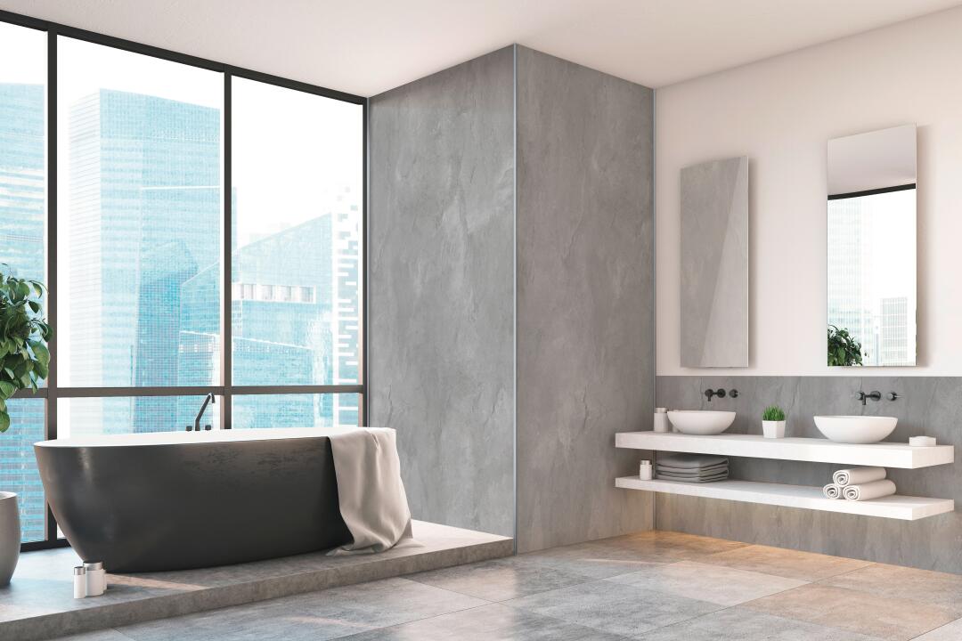 Panneau mural douche VIPANEL BETON GRIS MAT 1500x2550x3MM|Revêtement pour salle de bain