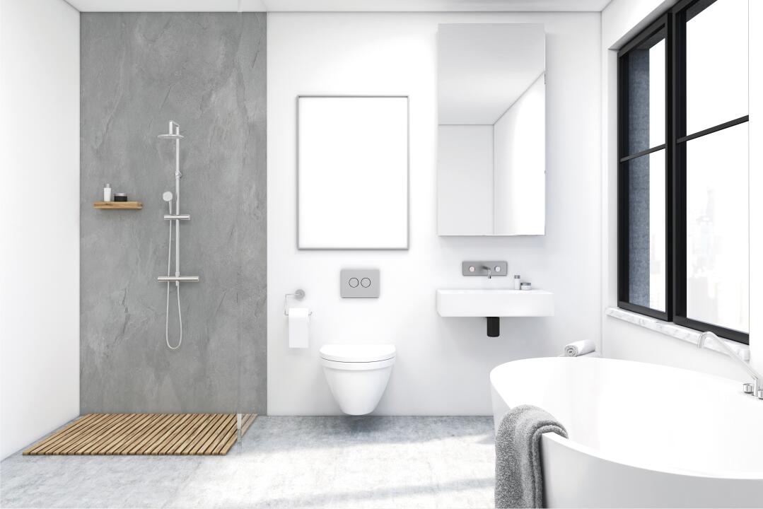 Photo Panneau mural douche NU VIPANEL BETON ANTHRACITE MAT 1000x2550x3MM