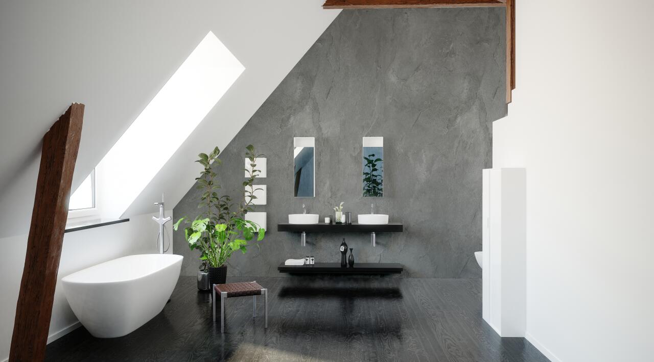 Photo Panneau mural douche NU VIPANEL BETON ANTHRACITE MAT 1500x2550x3MM