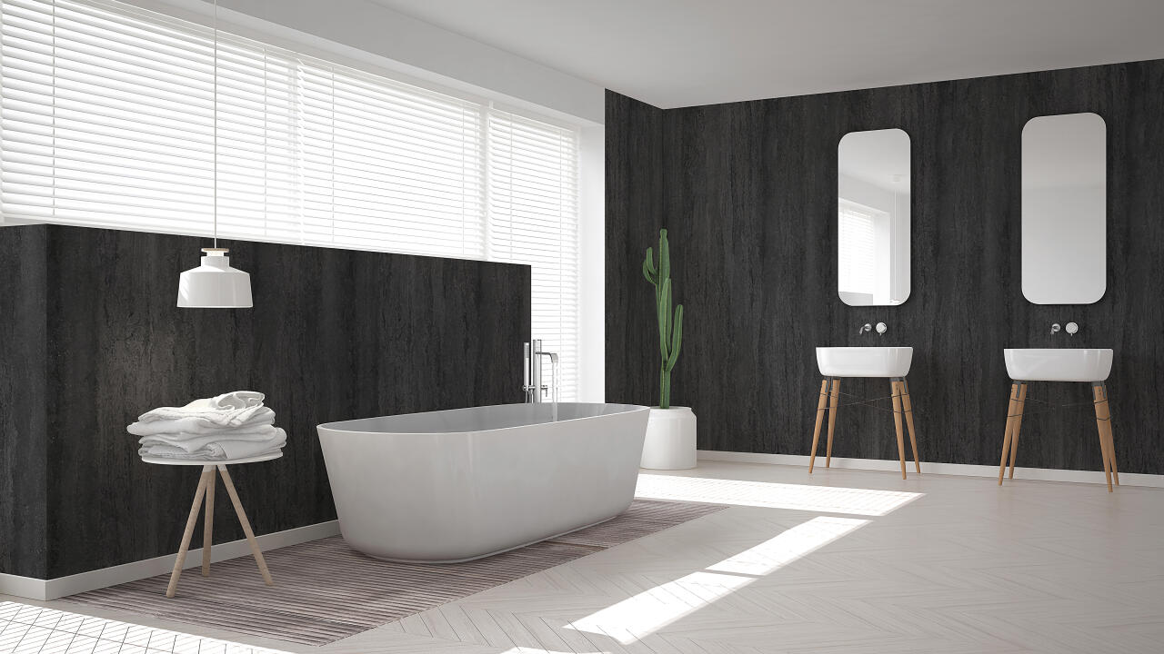 Photo Panneau mural douche NU VIPANEL BETON NOIR MAT 1000x2550x3MM