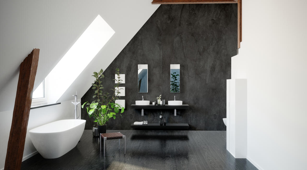 Photo Panneau mural douche NU VIPANEL BETON NOIR MAT 1000x2550x3MM