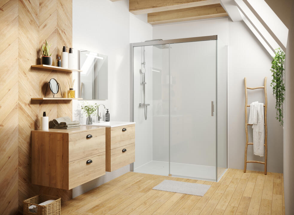 Photo Panneau mural douche NU VIPANEL COULEUR UNIE BLANC MAT 1500x2100x6MM