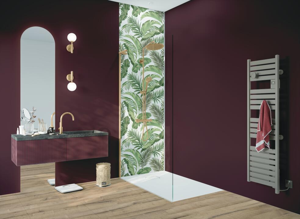 Panneau mural douche VIPANEL COULEUR UNIE BURGUNDY VEL. 1000x2550x3MM|Revêtement pour salle de bain