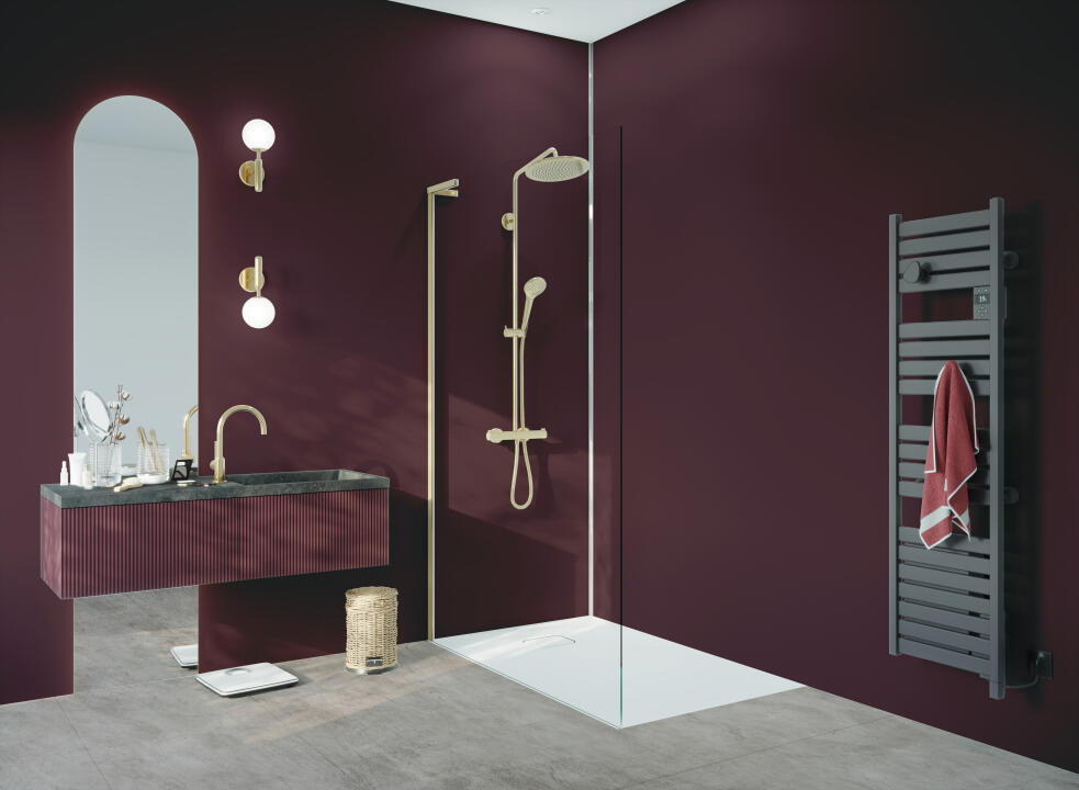 Panneau mural douche VIPANEL COULEUR UNIE BURGUNDY VEL. 1000x2550x3MM|Revêtement pour salle de bain