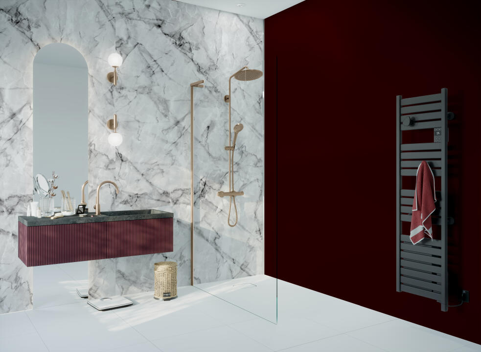 Panneau mural douche VIPANEL COULEUR UNIE BURGUNDY VEL. 1000x2550x3MM|Revêtement pour salle de bain