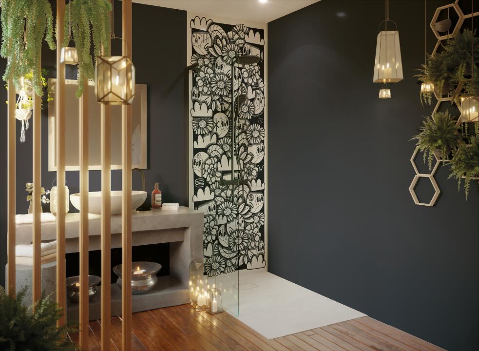 Photo Panneau mural douche NU VIPANEL COULEUR UNIE BLACK VEL. 1500x2550x3MM