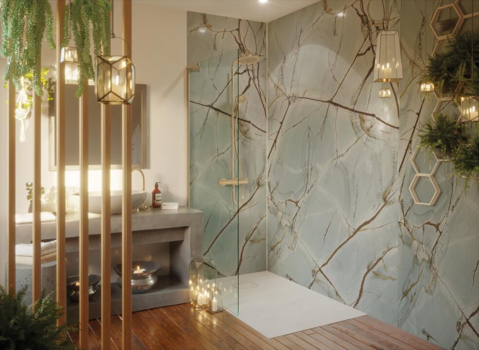 Photo Panneau mural douche NU VIPANEL CARISSIMA QUARTZITE DEEP BLUE BRI. 1000x2550x3MM