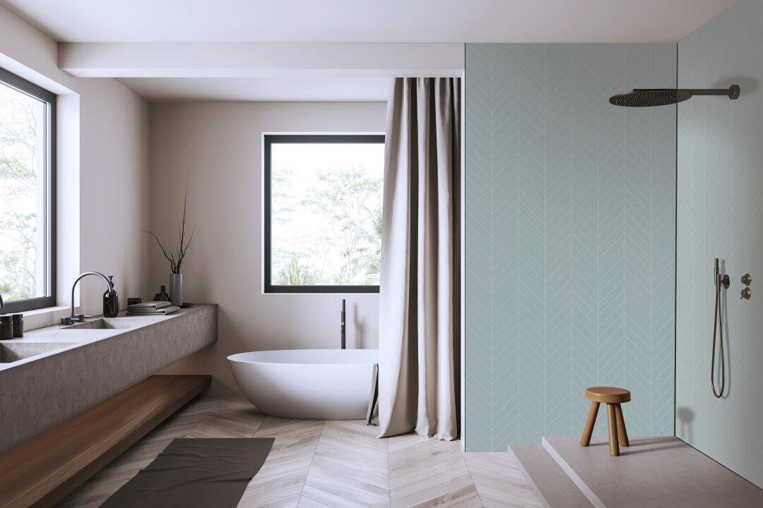 Panneau mural douche VIPANEL CARISSIMA CHEVR MENTH BRI. 1000x2550x3MM|Revêtement pour salle de bain