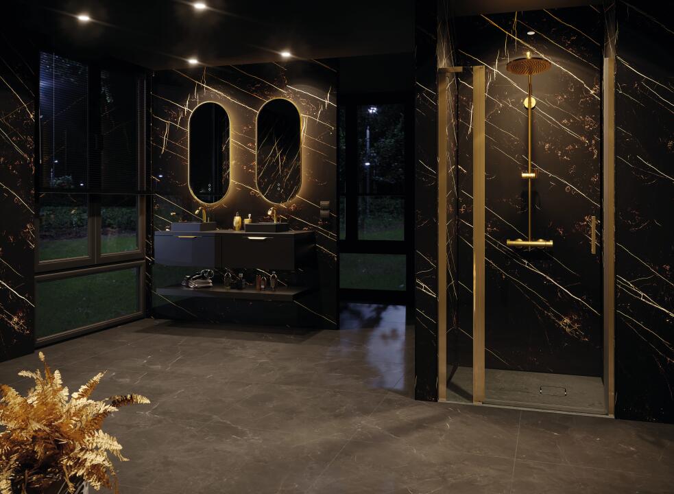 Panneau mural douche VIPANEL CARISSIMA ECLAT DORE BRI. 1500x2550x3MM|Revêtement pour salle de bain