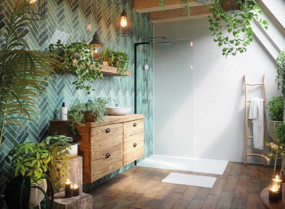 Photo Panneau mural douche NU VIPANEL CARISSIMA ZELLIGE VERT BRI. 1500x2550x3MM