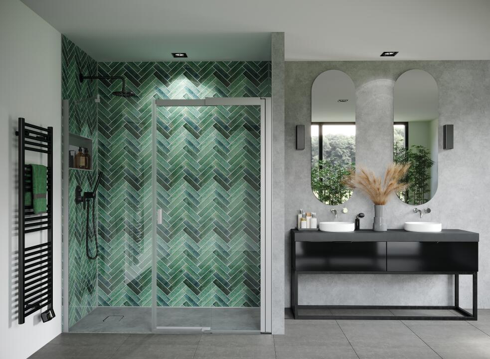 Photo Panneau mural douche NU VIPANEL CARISSIMA ZELLIGE VERT BRI. 1500x2550x3MM