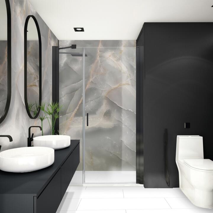 Photo Panneau mural douche NU VIPANEL CARISSIMA NACRE GRISE BRI. 1000x2550x3MM