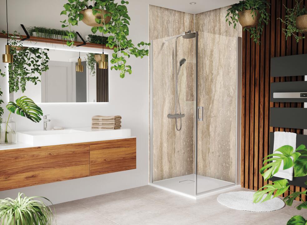 Panneau mural douche VIPANEL CARISSIMA CLASSIC TRAVERTIN MAT 1500x2550x3MM|Revêtement pour salle de bain