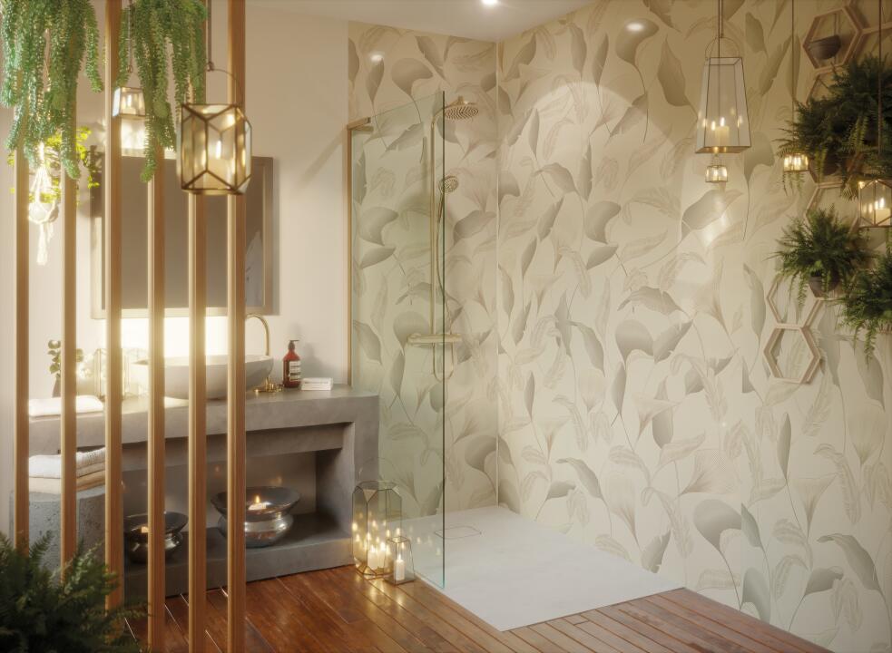 Photo Panneau mural douche NU VIPANEL FLORE REINVENTE AUTOMN LEAF VEL. 1500x2550x3MM