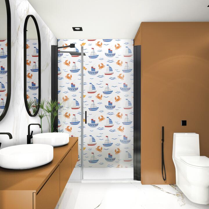 Photo Panneau mural douche NU VIPANEL KIDS BORD DE MER MAT 1500x2550x3MM