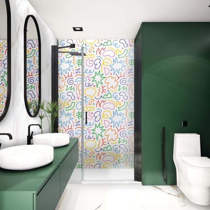 Photo Panneau mural douche NU VIPANEL KIDS HAPPY BRAINSTORM MAT 1000x2550x3MM
