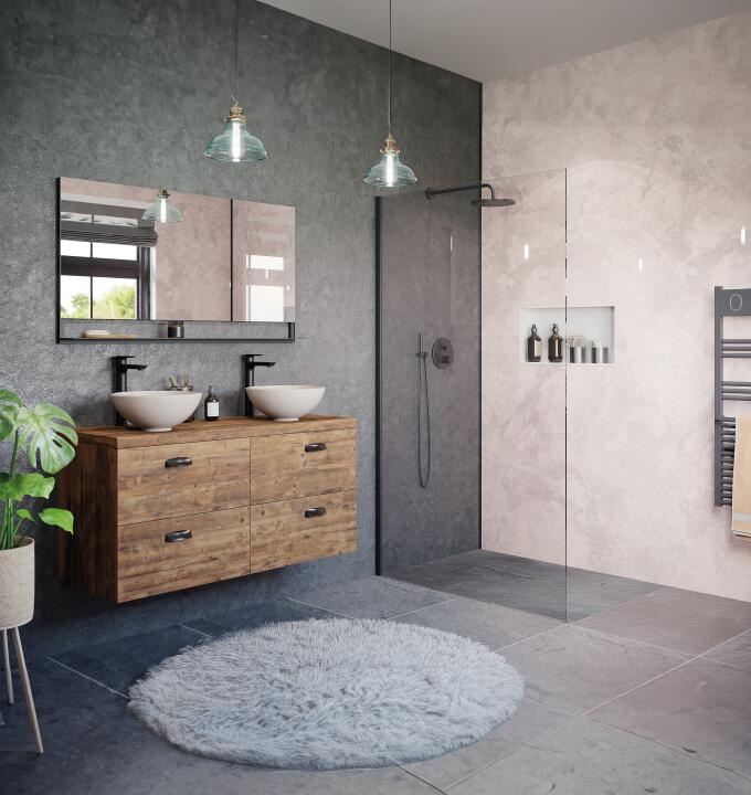 Panneau mural douche VIPANEL MARBRE BLANC ROSE BRI. 1000x2550x3MM|Revêtement pour salle de bain