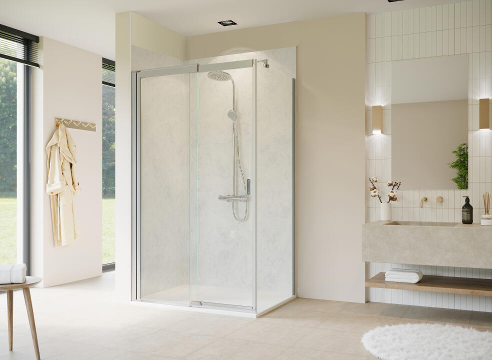 Photo Panneau mural douche NU PREPANEL VIPANEL MARBRE BLANC MAT 1000x 2100x3MM