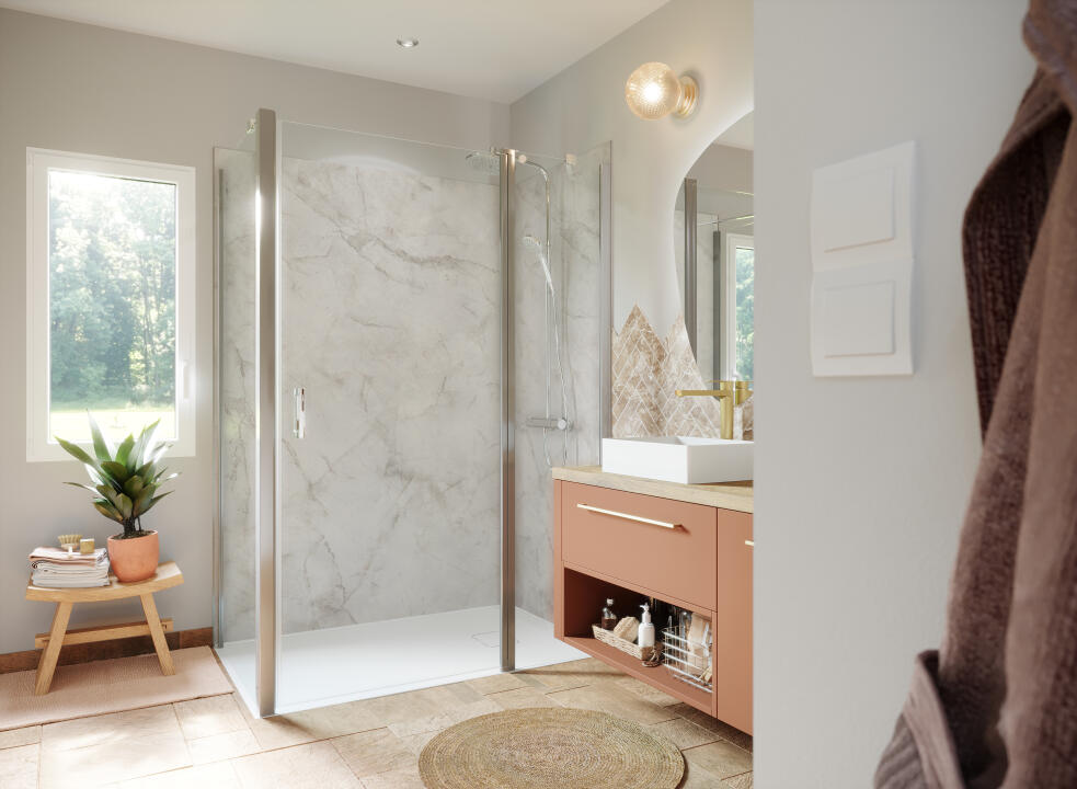 Photo Panneau mural douche NU VIPANEL MARBRE MARBRE ÉVANESCENT MAT 1500x2550x3MM