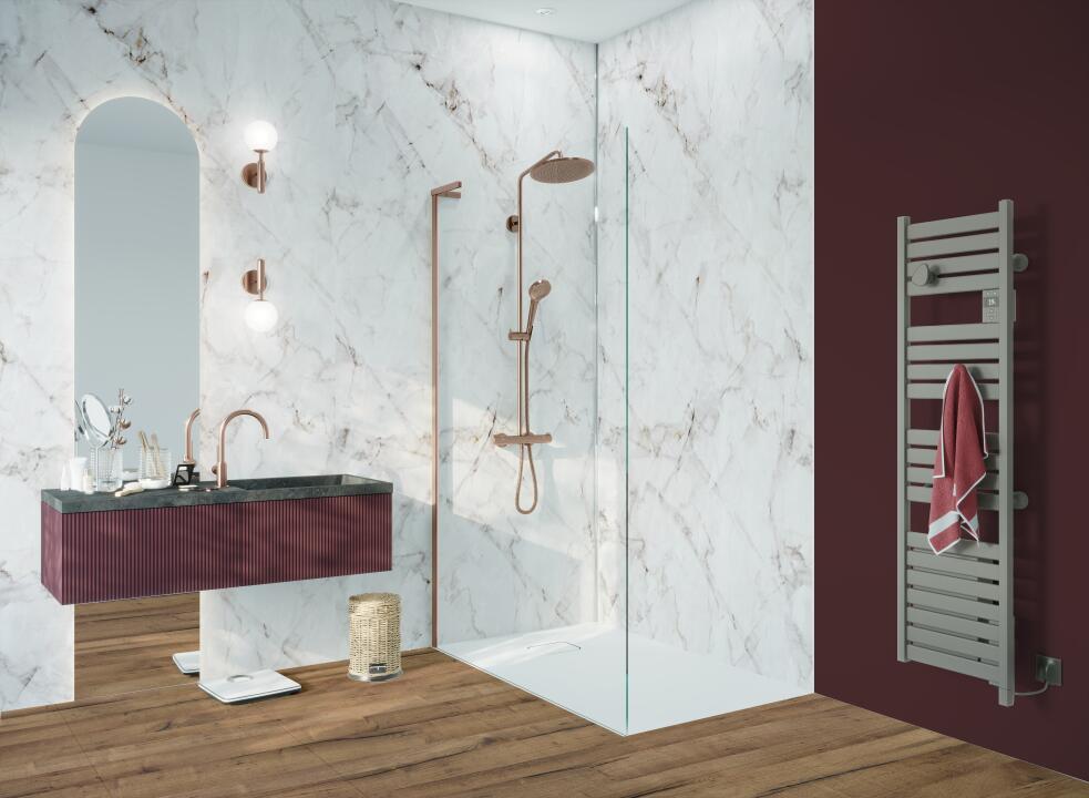 Panneau mural douche VIPANEL MARBRE CLAIR MINÉRAL MAT 1000x2550x3MM|Revêtement pour salle de bain