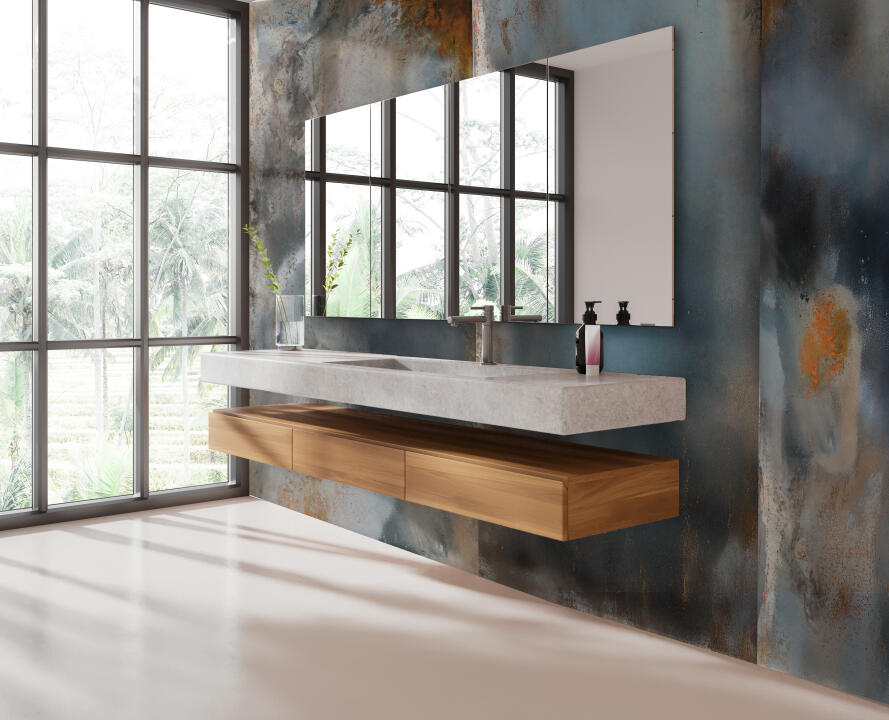 Photo Panneau mural douche VIPANEL METAL TITANE CENDRÉ 3 VEL. 1250x2550x3MM