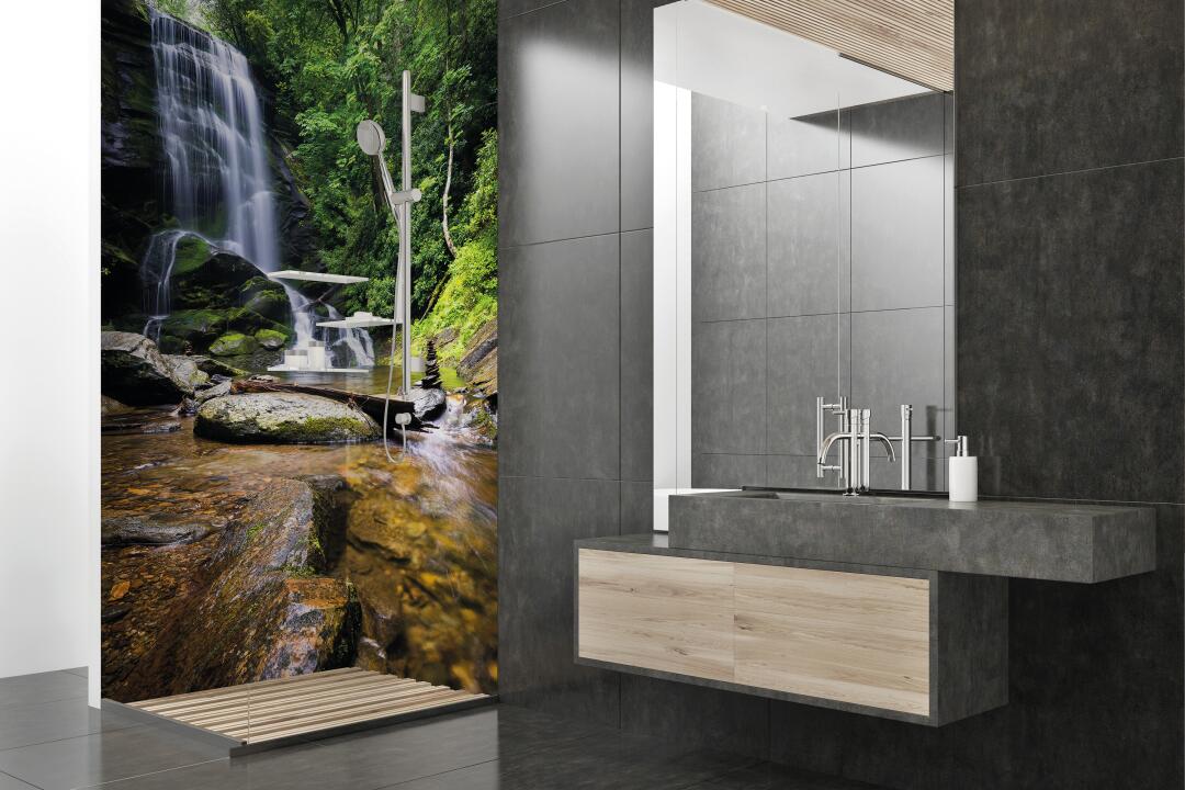 Photo Panneau mural douche NU VIPANEL INSPIRATION NATURE CHUTE EAU5 BRI. 1000x2550x3MM