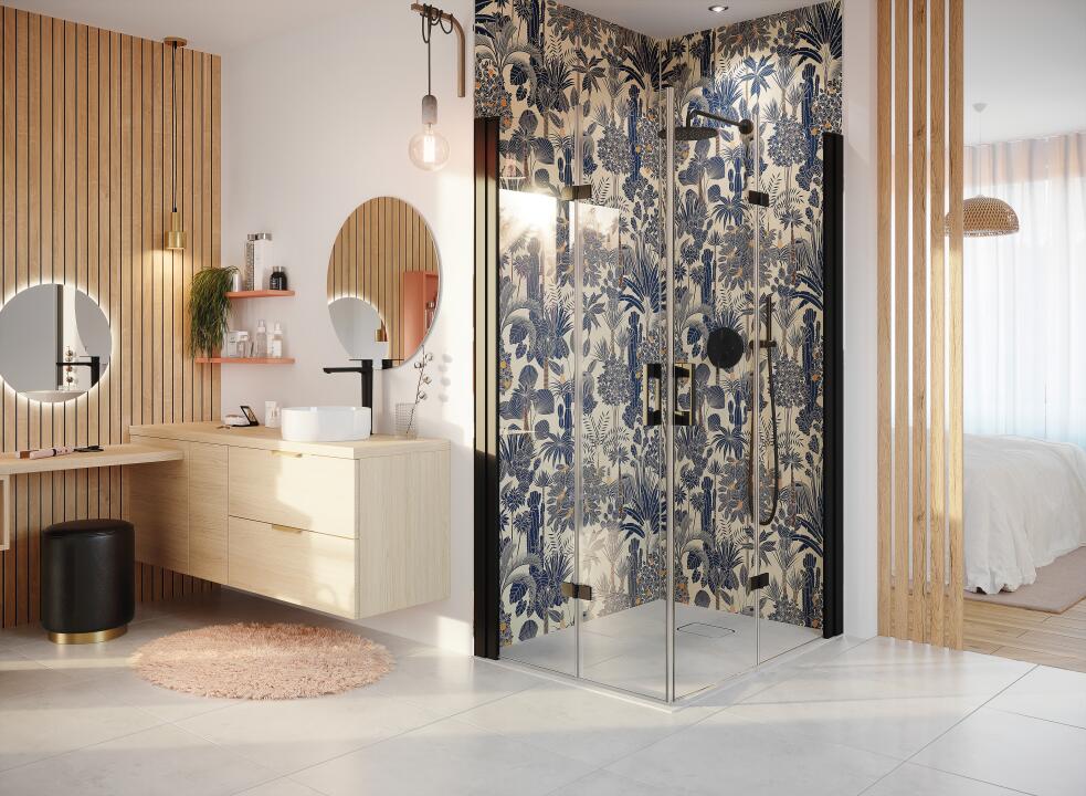 Photo Panneau mural douche VIPANEL OLYMPIA BLUE GARDEN VEL. 1500x2550x3MM