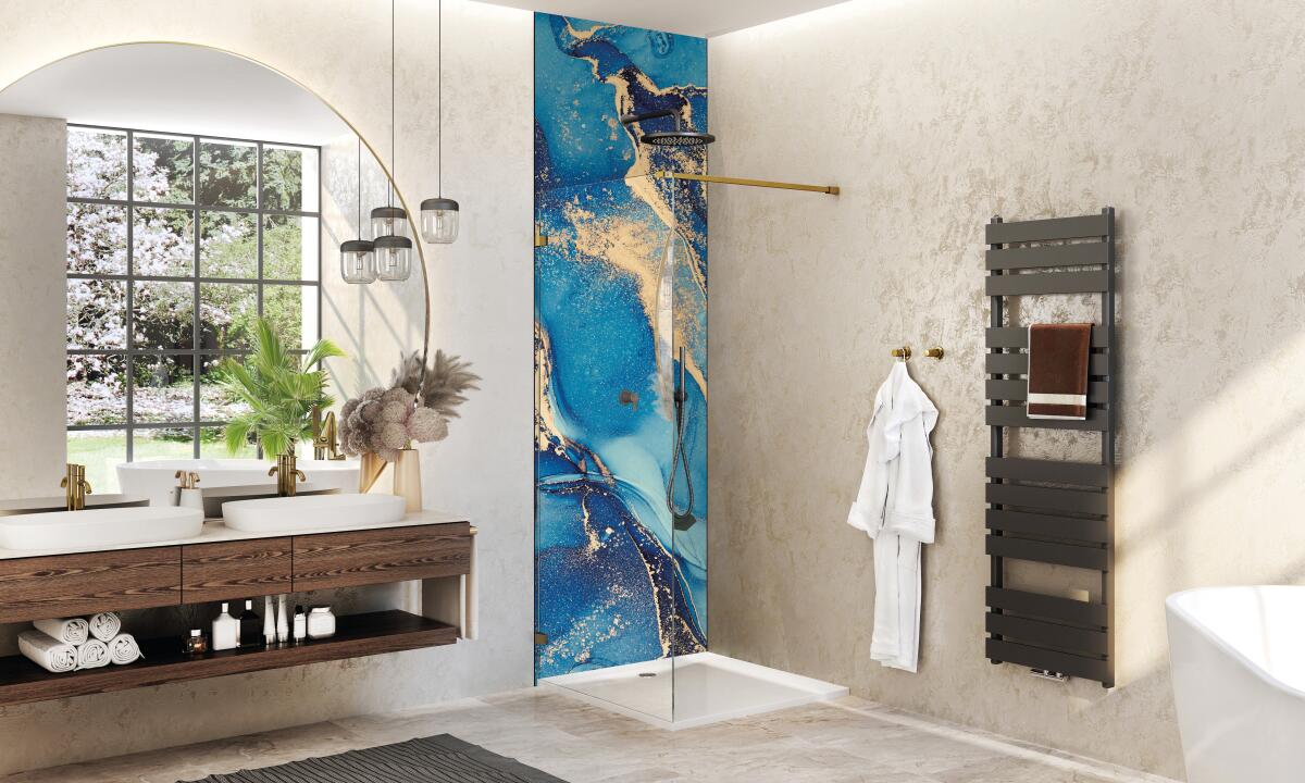Panneau mural douche VIPANEL OLYMPIA QUARTZ BLEU BRI. 1000x2550x3MM|Revêtement pour salle de bain