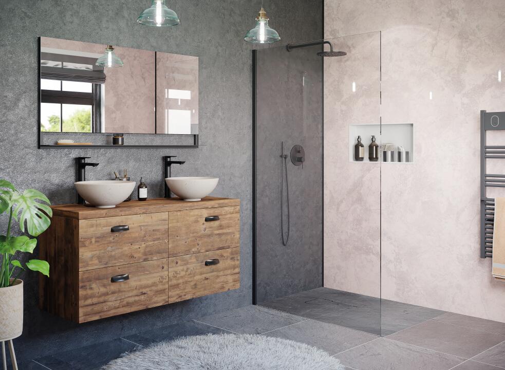 Panneau mural douche VIPANEL PIERRE ARDOISE GRIS STRUC. 1500x2550x3MM|Revêtement pour salle de bain