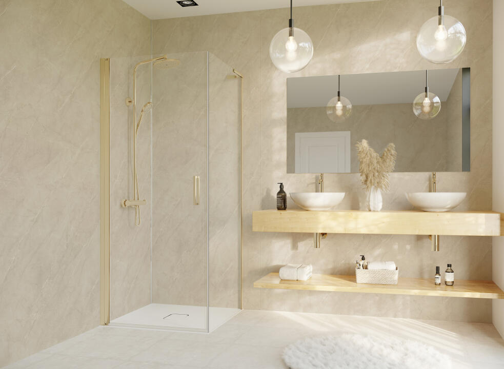 Photo Panneau mural douche NU VIPANEL PIERRE MURANO SABLE MAT 1500x2550x3MM