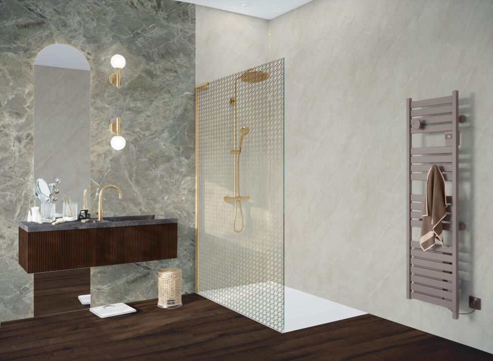 Photo Panneau mural douche NU VIPANEL PIERRE PETRA NATURA MAT 1000x2550x3MM