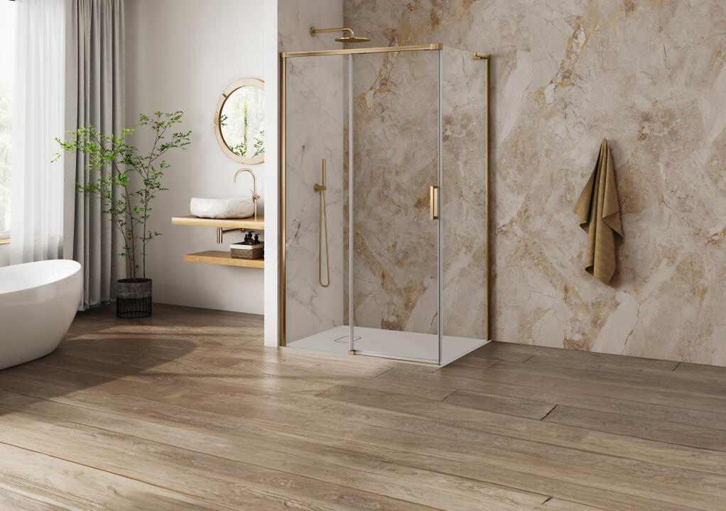 Photo Panneau mural douche NU VIPANEL PIERRE STONE GOLD MAT 1500x2550x3MM