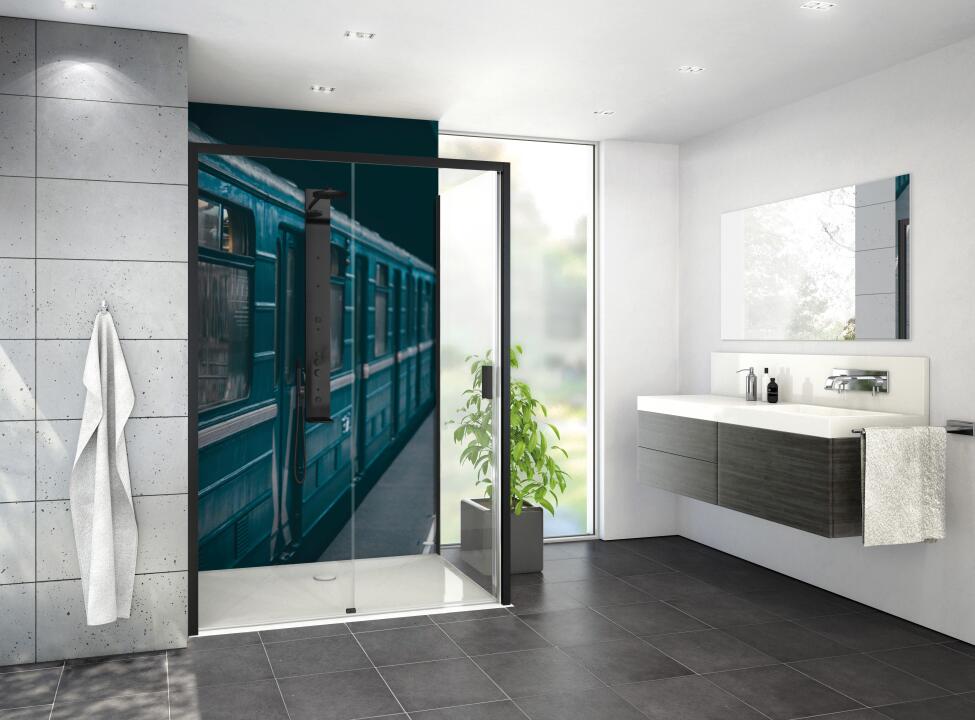 Panneau mural douche VIPANEL PAYSAGE URBAIN METRO BLEU BRI. 1000x2550x3MM|Revêtement pour salle de bain