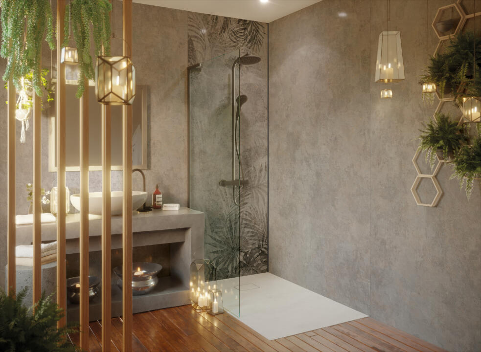 Photo Panneau mural douche NU VIPANEL WALL DREAM INDUSTRIAL JUNGLE 1 MAT 1250x2550x3MM