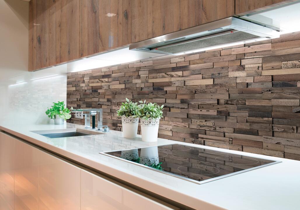 Photo Panneau mural douche NU VIPANEL BOIS ACAJOU MAT 1500x2550x3MM