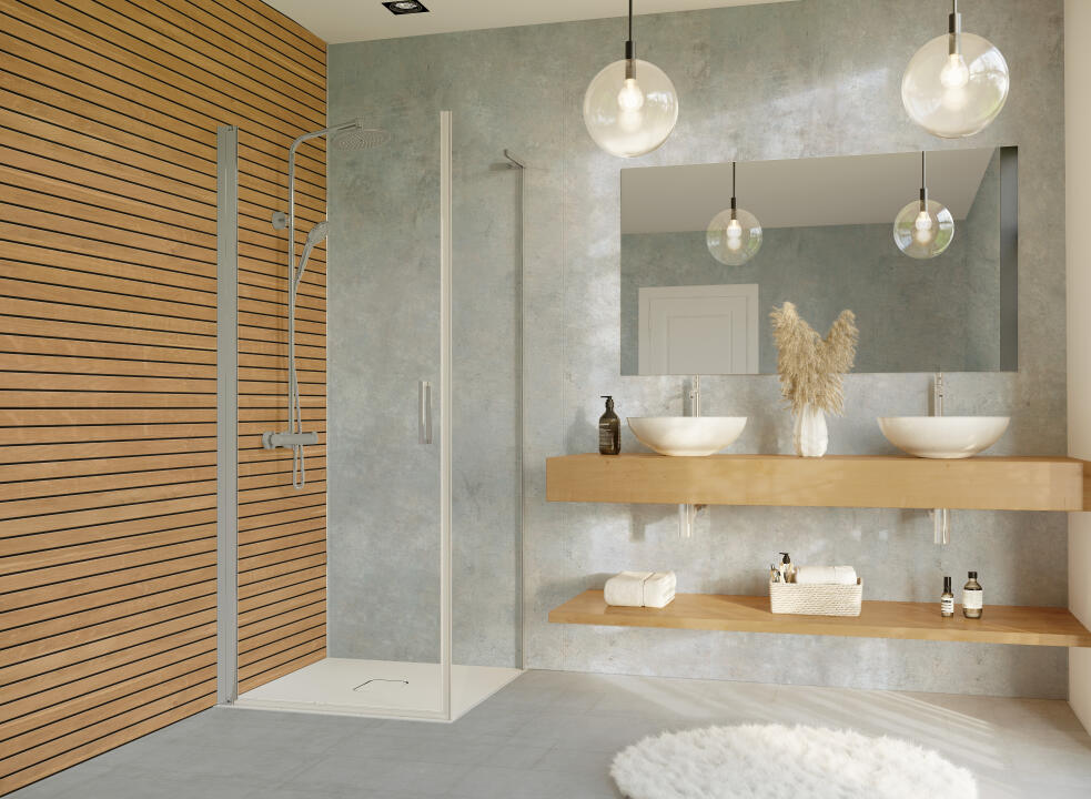 Photo Panneau mural douche NU VIPANEL BOIS TIMBER WAVES MAT 1500x2550x3MM