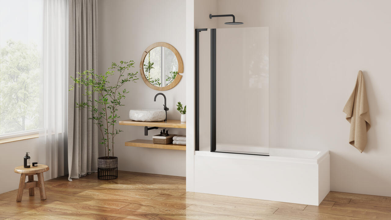 Paroi de douche de baignoire pivotante PASTEL PLBAF L120 H1.5M canon de fusil v.clair ETC