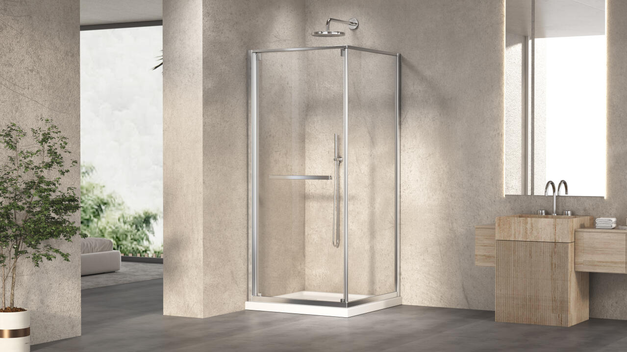 Paroi de douche douche escamotable av. fixe MATRIX MXRPX L80 LR80 H2M argent v.clair ETC