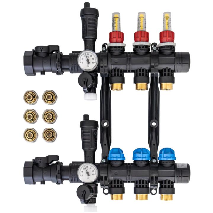 Photo Collecteur NIS+ V2 3 circuits + raccords 16 + purgeurs automatiques