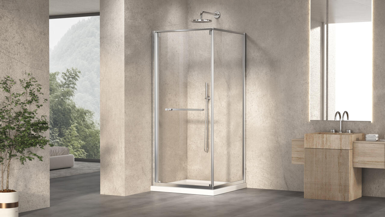 Paroi de douche douche escamotable av. fixe MATRIX MXRPX L80 LR80 H2M argent v.clair ETC